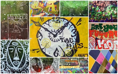 Deurstickers Graffiti collage graffiti