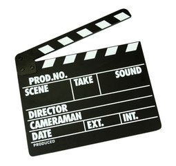 Fototapeta na wymiar Produkcja board Movie klakier na białym