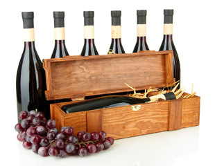 Wine bottles isolated on white