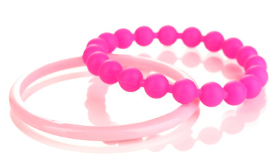 Colorful fashion bracelets isolated on white
