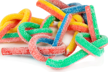 Sweet jelly candies isolated on white