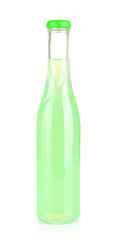 Bottle with tasty drink, isolated on white