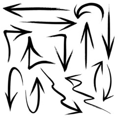Collection of hand drawn doodle style arrows in various directio