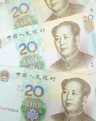 20 Yuan bills background, China