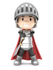 Obraz na płótnie Canvas 3d render of a cute knight boy standing proud