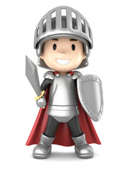 3d render of a cute knight boy