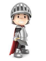3d render of a cute knight boy