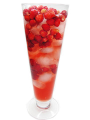 fruit red punch cocktail drink with wild strawberry