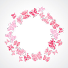 pink butterfly arrange in ring vector