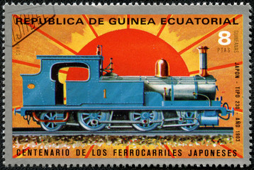 stamp printed in REPUBLICA DE GUINEA ECUATORIAL shows locomotive