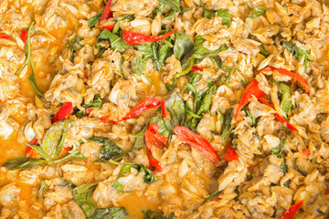 spicy stir fried clams with basil