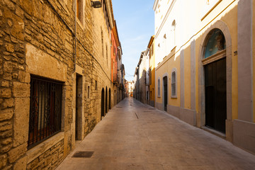Ordinary street in european town. Banyoles