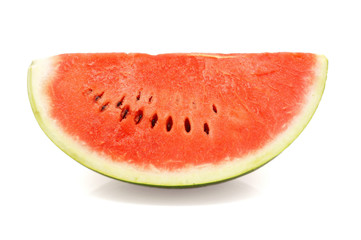 Slice of ripe watermelon isolated over white background