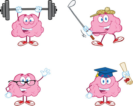 Brain Cartoon Mascot Collection 2