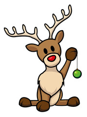 Fototapeta premium cute reindeer with Christmas bulb