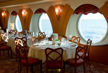 restaurant on board a cruise ship ready for dinner - 54620343