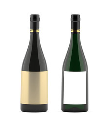 Bottle of wine on a white background (3D rendering)