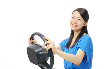 ハンドルを持つ女の子