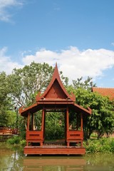 Fototapeta na wymiar Thailand traditional wood pavillion, old fashioned