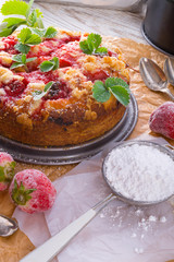  Strawberry buttermilk cake with pistachios