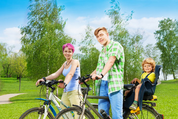 Family on the bikes