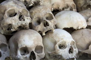 Skulls and bones in Killing field