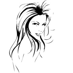 Friseur Modell Haare Logo Vektor Silhouette