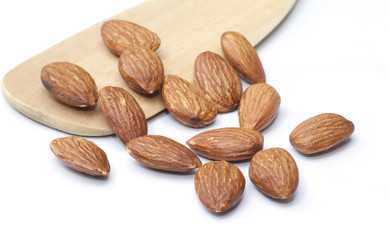 Almond nuts isolated on the white background