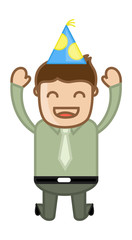 Joyful Man Jumping - Cartoon Business Character