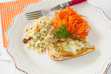 escalope de poulet et crudités