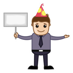 Man Holding a Blank Board on Festival - Business Character