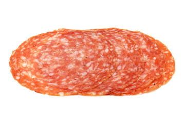 slices of Smoked Sausage salami  isolated on white