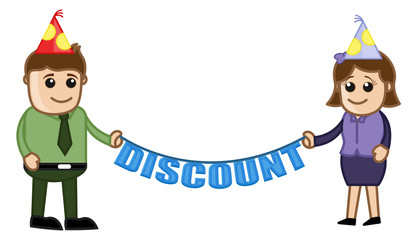 Anniversary Discount - Cartoon Business Characters