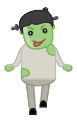 Zombie Costume on Halloween - Cartoon Business Characters