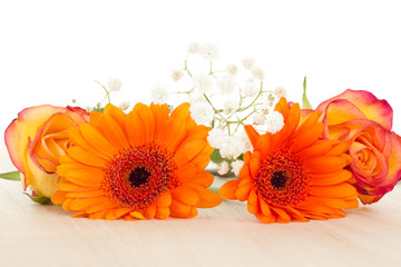 Beautiful decoration of some colorful flowers