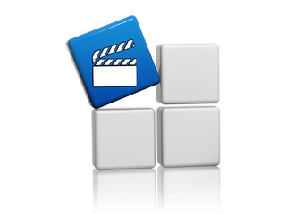 blue cube with movie icon on boxes