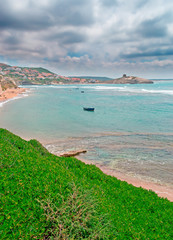 sea town under clouds