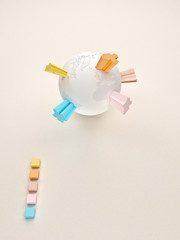 Globe with radar charts