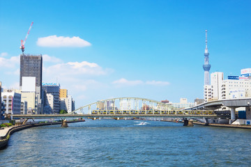 Tokyo Skytree and electric train