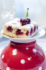 Cherry pie's bars on red polka dot cup