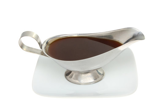Gravy boat on a plate