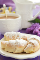 Homemade mini croissants with cream cheese.