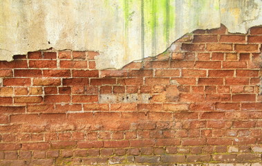 old ruin brick concrete wall