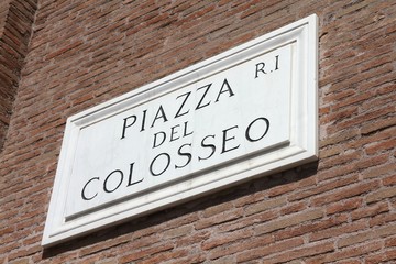Rome sign - Piazza del Colosseo