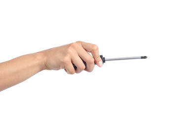 Woman hand holding a phillips screwdriver