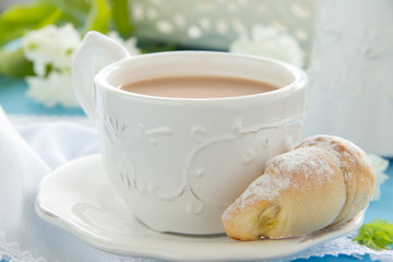 Homemade mini croissants with cream cheese.