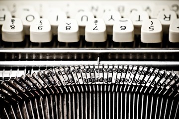 type bars and white buttons of typewriter