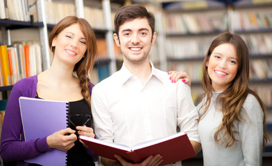 Students in a library