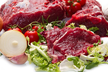 huge red meat chunk isolated over white background