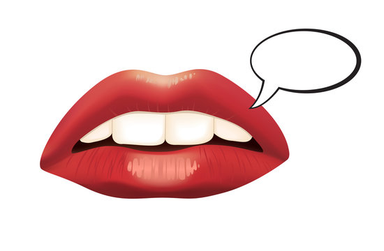 Red lips with speech bubble